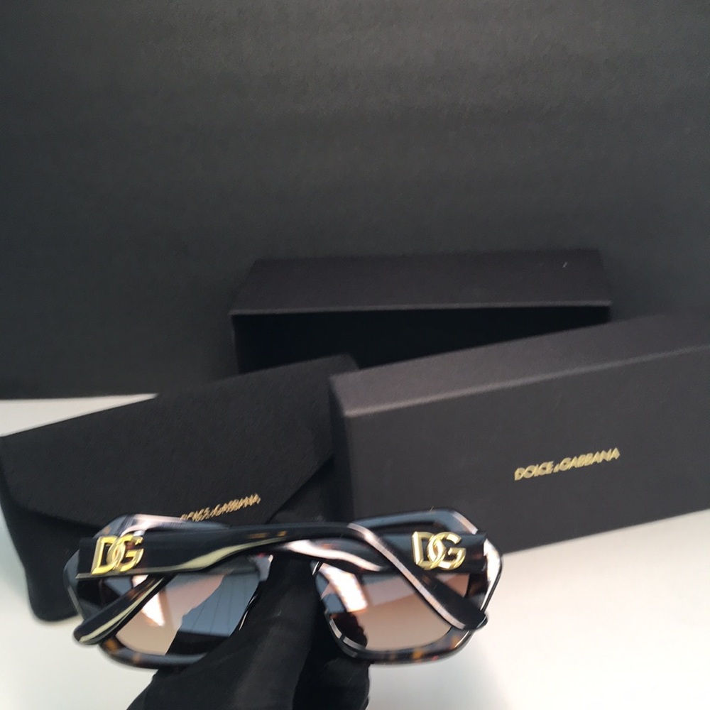 New Auth Dolce & Gabbana DG 4406 Havana Geometric Sunglasses - Picture 10 of 13